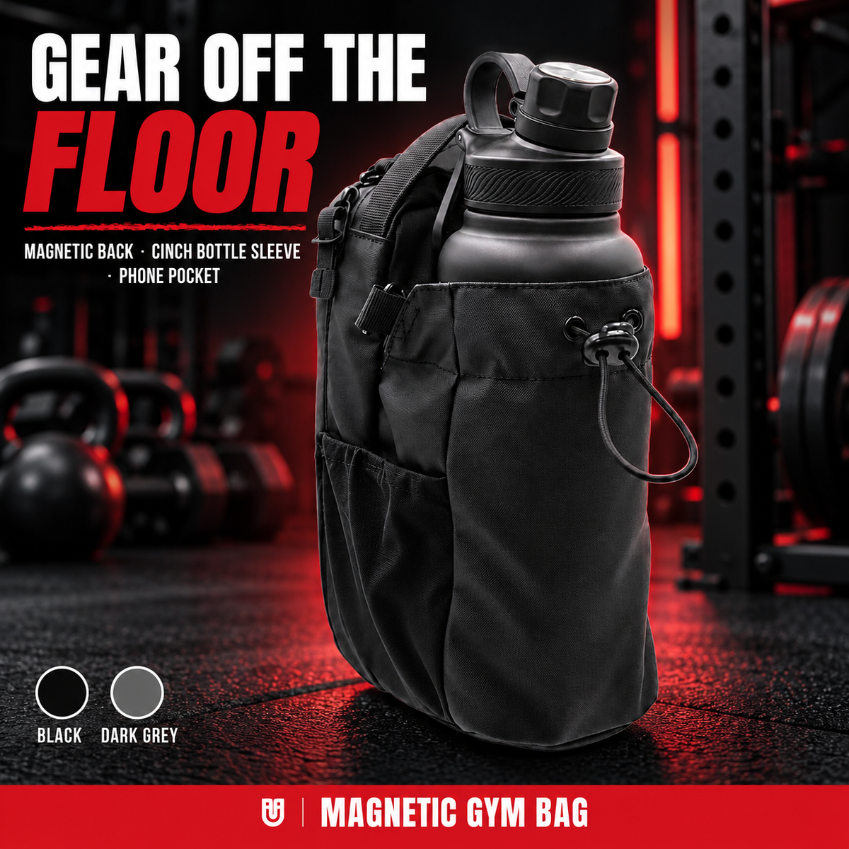 Magnetic Gym Bag keeping gym gear off the floor