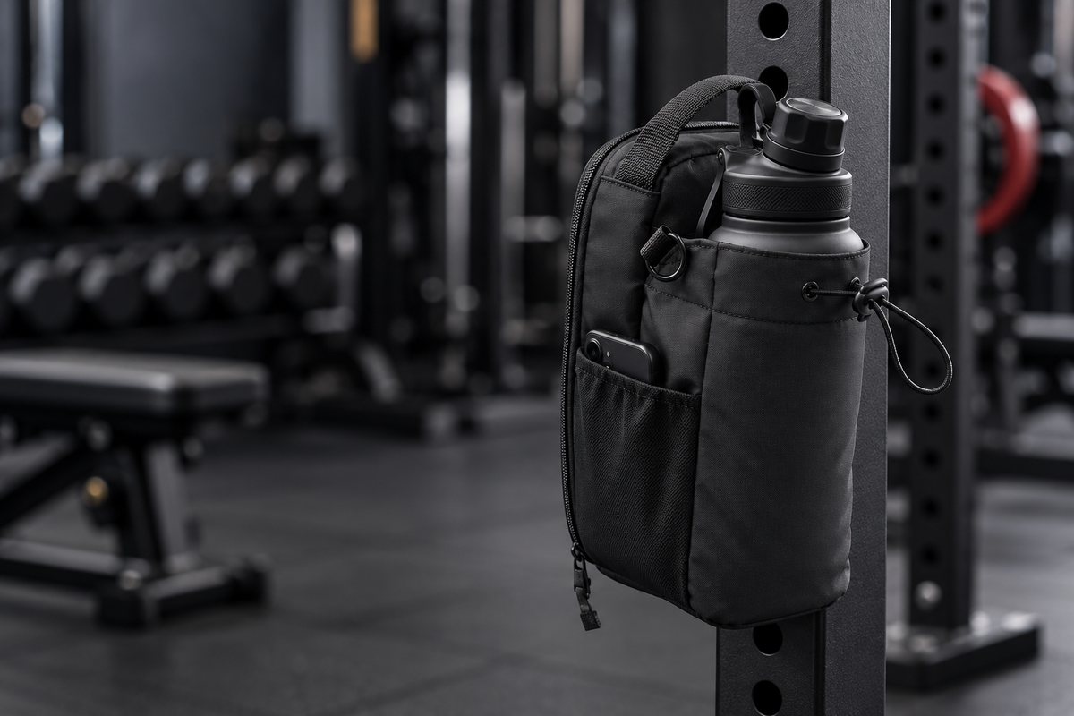Hero photo — bag attached to gym equipment
